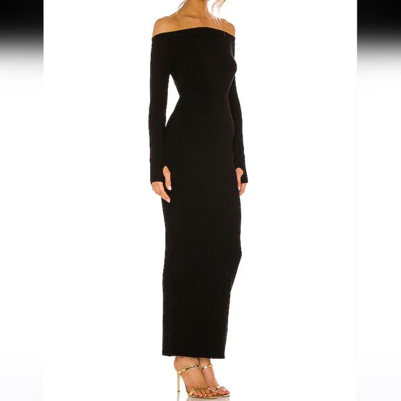 Michael Costello X Revolve Off Shoulder Bodycon Maxi‎ Dress in Black Size XS NWT - Picture 3 of 12
